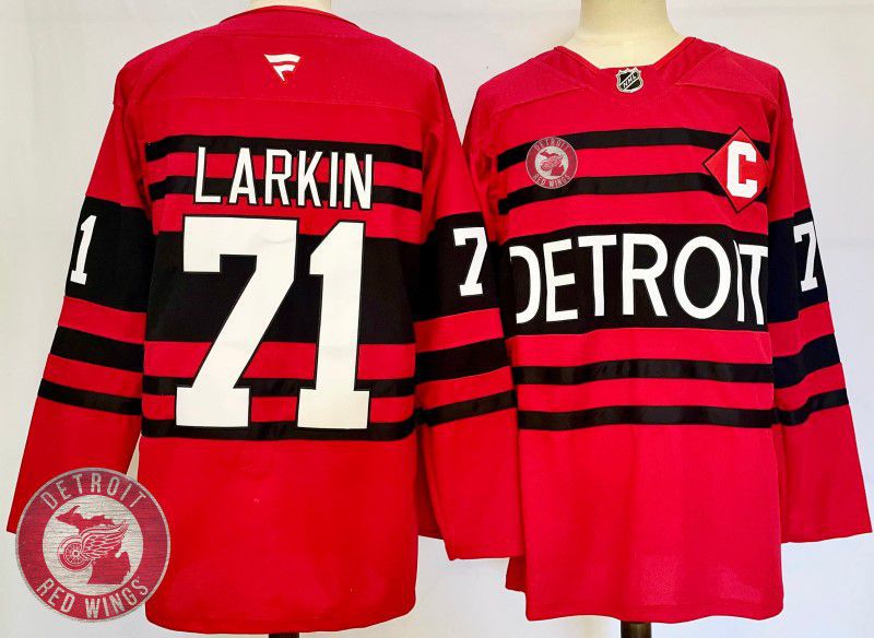 Men Detroit Red Wings 71 Larkin Red Fanatics 2025 NHL Jersey style 8